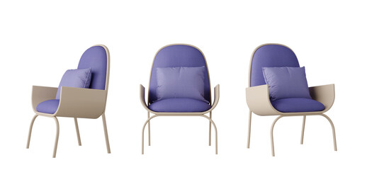 Wall Mural - Violet chair front and side view