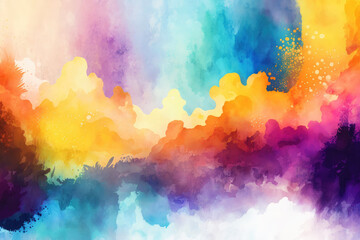Wall Mural - Abstract watercolor background with rainbow colors created with generative AI technology