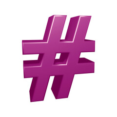 Poster - Purple hashtag symbol or icon design in 3d rendering