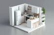 Isometric 3D model CG of the kitchen, Generative AI