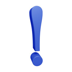Poster - blue exclamation mark symbol or icon design in 3d rendering