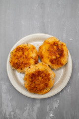 Wall Mural - Fried cutlets from minced meat. Pan-fried meatballs.