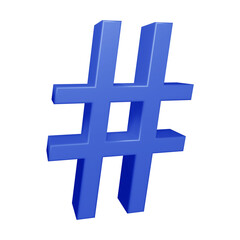 Poster - Blue hashtag symbol or icon design in 3d rendering
