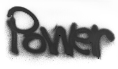 Wall Mural - Black spray stain word power, painted graffiti isolated on white, clipping