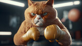 Fototapeta  - Cat as a boxer created with generative AI technology