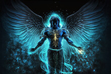 Divine Intervention: Archangel Michael Banishing The Darkness. Generative AI