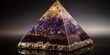 Eine schöne Orgonit Pyramide mit dekorativem Inhalt, ai generativ