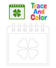 Wall Mural - Calendar with Clover tracing worksheet for kids