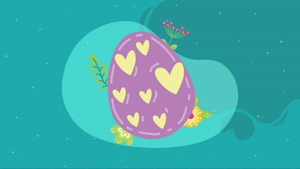 Sticker - purple spring egg painted animation