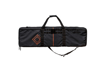 Soft black weapon case with extra pockets. Bag for storing and transporting weapons. Isolate on a white back.