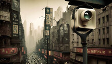 Surveillance Cameras In A Modern City - Generative Ai