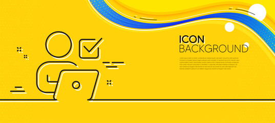 Poster - online voting line icon. abstract yellow background. internet vote sign. web election symbol. minima