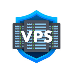 Canvas Print - VPS Virtual private server web hosting services infrastructure technology. Vector stock illustration.