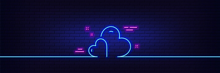 Poster - neon light glow effect. care with love line icon. two hearts sign. volunteer care symbol. 3d line ne
