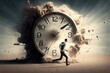 Businessman running out of time, time is running out, concept of out of time, business, timemachine,  generative ai