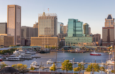 Sticker - View of Inner Harbor and Downtown Skyline Aerial in Baltimore, MD