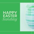 Illustrative image of happy easter sunday text with blue rectangle on green background, copy space