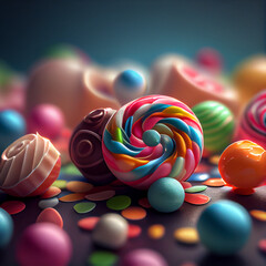 Wall Mural - colorful candy in the shape of a heart