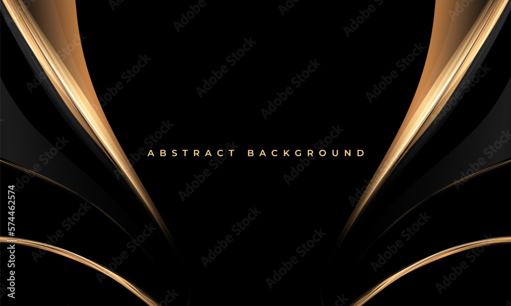 Elegant black and gold abstract luxury background with golden lines and ...