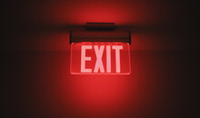 Hallway Exit Sign Vibrant In Corridor Showing Evacuation During Emergency Neon