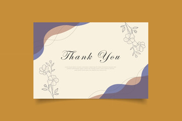 Canvas Print - thank you card template design with abstract hand drawn minimalist background