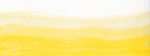 Yellow Abstract Water Color Hand Painted Waves Background, Copy Space 