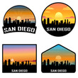 San Diego California USA Skyline Silhouette Retro Vintage Sunset San Diego Lover Travel Souvenir Sticker Vector Illustration SVG EPS AI