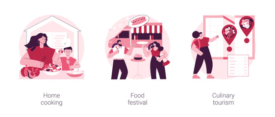 Poster - traditional meal abstract concept vector illustration set. home cooking, food festival, culinary tou