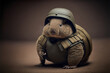 Wombat dressed as a soldier, concept of Military Uniform and Exotic Animal, created with Generative AI technology