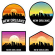 New Orleans Louisiana USA Skyline Silhouette Retro Vintage Sunset New Orleans Lover Travel Souvenir Sticker Vector Illustration SVG EPS AI