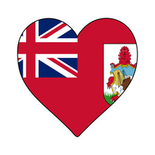 Bermuda Heart Shape Flag. Love Bermuda. Visit Bermuda. Northern America. America. Vector Illustration Graphic Design.