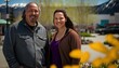 © Get Stock - A Happy and Joyful Alaska Native Couple in Public Squares and Plazas in Beautiful, Romantic and Cheerful Spring: A Celebration of Happiness, Nature's Beauty, and Love (generative AI