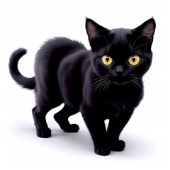  isolated black cat on white. Generative AI