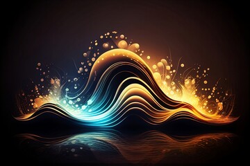 Wall Mural - colorful wave lights background made with generative ai