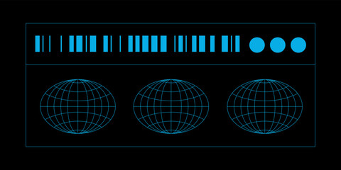 Sticker - Globe with bar code in retro futuristic design element