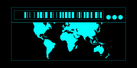 Poster - world map with code for street wear design element