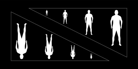 Poster - Set of human body silhouette in retro futuristic interface