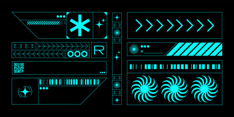 Poster - Set of Retro futuristic interface. Frame and element of digital technology
