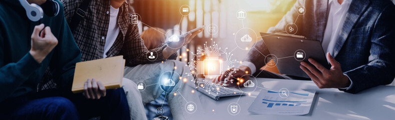 Digital transformation technology strategy, IoT, internet of things. transformation of ideas and the adoption of technology in business in the digital age, enhancing global business capabilities. Ai