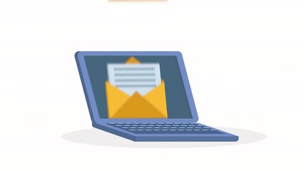 Canvas Print - laptop computer with email animation