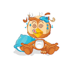 Sticker - owl sick vector. cartoon character