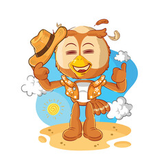 Sticker - owl go on vacation. cartoon mascot vector