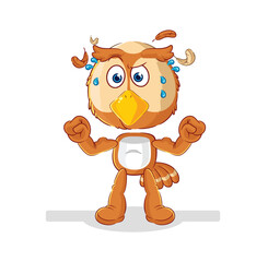 Sticker - owl muscular cartoon. cartoon mascot vector