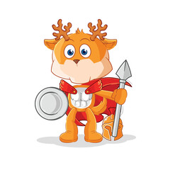 Canvas Print - deer spartan character. cartoon mascot vector