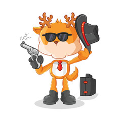 Wall Mural - deer mafia with gun character. cartoon mascot vector