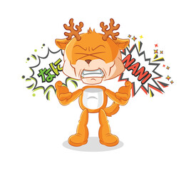 Sticker - deer anime angry vector. cartoon character