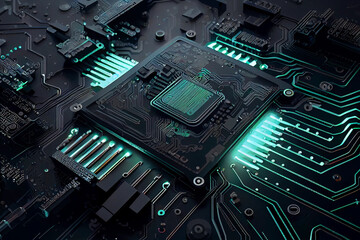 Poster - Futuristic Circuit Board Background with Cutting-Edge Technology Illustration, generative ai