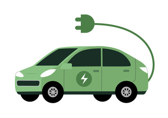  Ecology electric car concept vector illustration on white background.