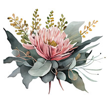 Watercolour Floral Illustration. Generative AI