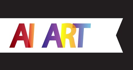 Poster - Animated white retro, vintage ribbon with the text Ai Art. 